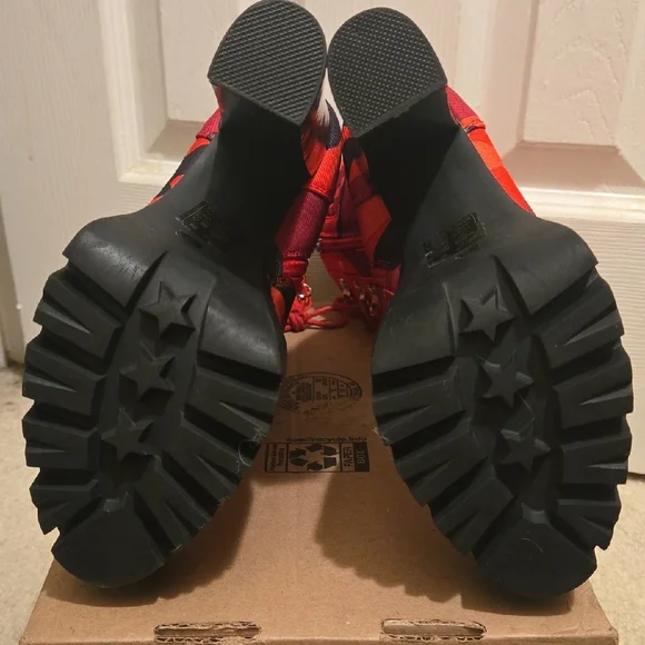 Azalea Wang Red/Black Camo Put It Down On Me Chunky Heel Boot - Picture 4 of 5